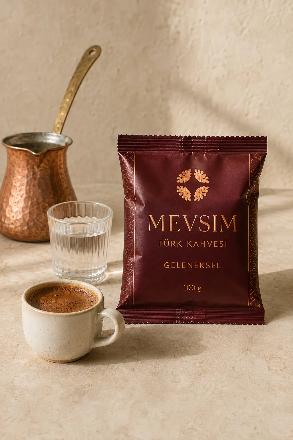 Emballage bordeaux MEVSIM Geleneksel café turc traditionnel 100 grammes