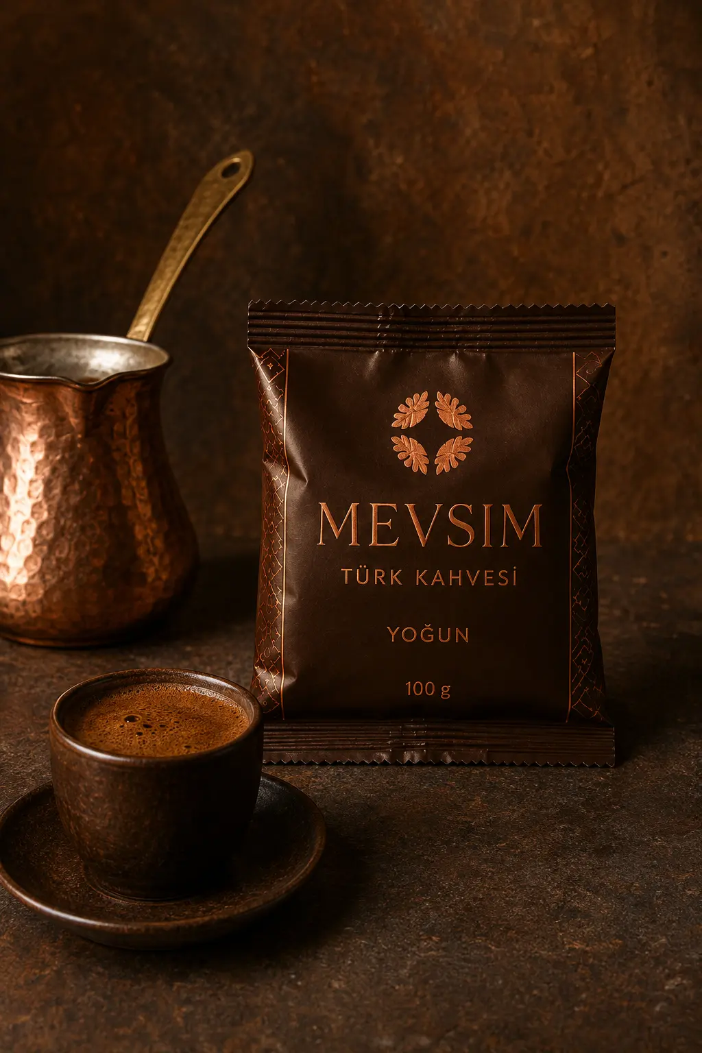 Emballage brun foncé MEVSIM Yoğun café turc intense 100 grammes